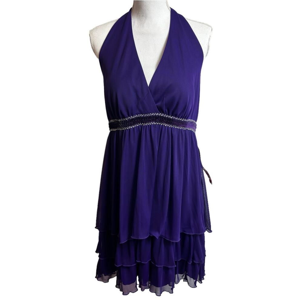 ENFOCUS STUDIO PURPLE WOMEN V-NECK MINI DRESS SIZE 12 NEW WITH TAGS
